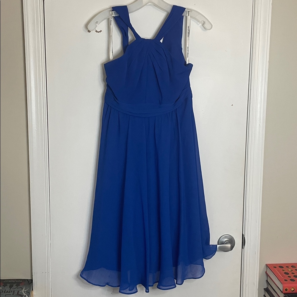 David's Bridal Blue Mini Dress